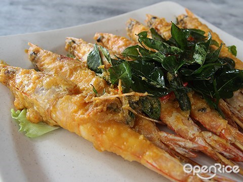 Zen Heong Restaurant, Taman Bangi Avenue, Kajang, Salted egg prawns, fresh prawns, famous salted egg dish in kajang