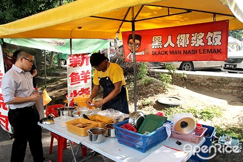 black man, nasi lemak, menjalara, kepong, pork chop