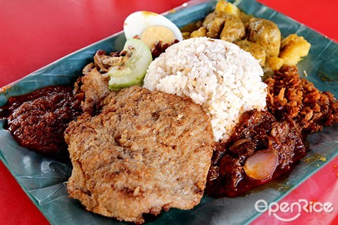 black man, nasi lemak, menjalara, kepong, pork chop