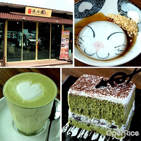 minamotonoya cafe, sri petaling, green tea, latte, cake, homemade